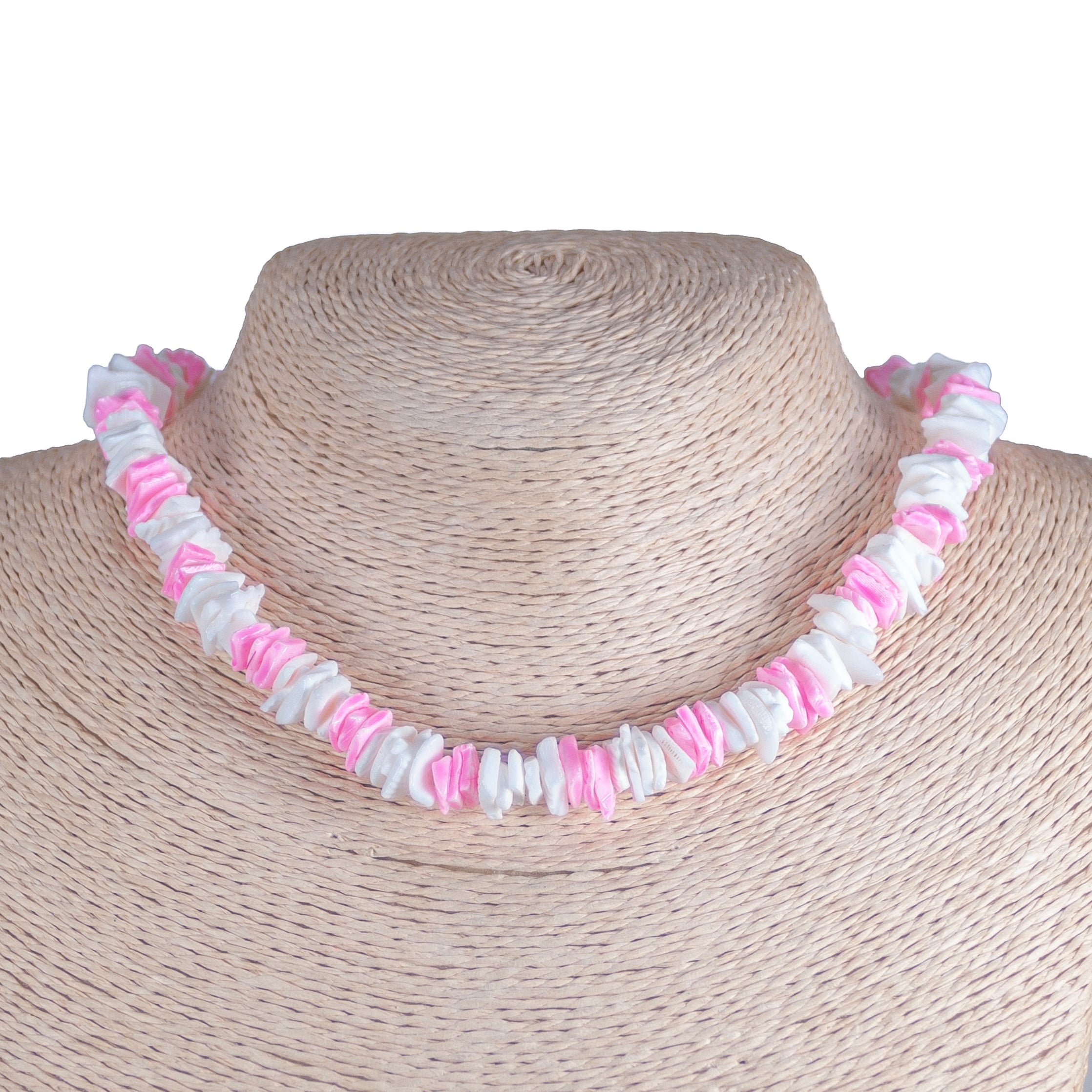 Pink and White Puka Chip Shells Necklace and Anklet Set