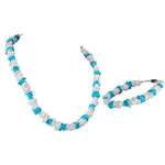 Load image into Gallery viewer, Blue and White Puka Chip Shells Necklace &amp; Anklet Set
