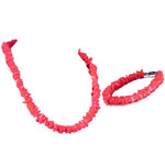 Load image into Gallery viewer, Neon Red Puka Chip Shell Beads Necklace and Anklet Set
