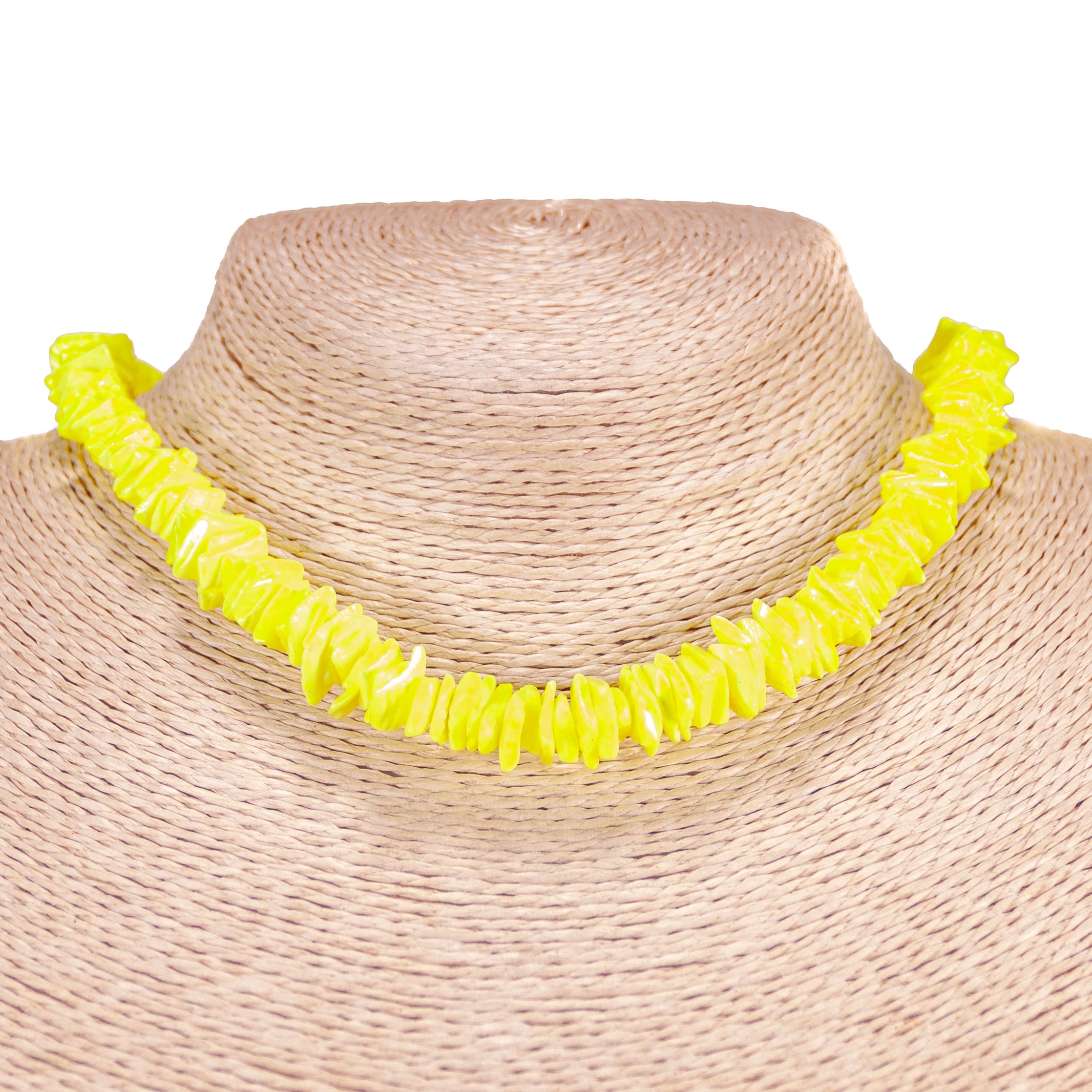 Neon Yellow Puka Chip Shell Beads Necklace and Anklet Set