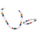 White & Rainbow Colored Puka Chip Shells Necklace & Anklet
