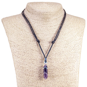Amethyst Pendant on Adjustable Rope Necklace