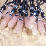 Load image into Gallery viewer, Pink Quartz Pendant on Adjustable Rope Necklace
