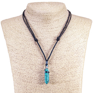 Turquoise Howlite Pendant on Adjustable Rope Necklace