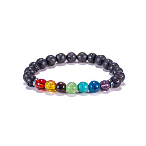 Chakra Gemstone Beads on Lava Rock Beads Bracelet