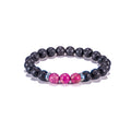 Pink Howlite Gemstone Beads on Lava Rock Beads Bracelet