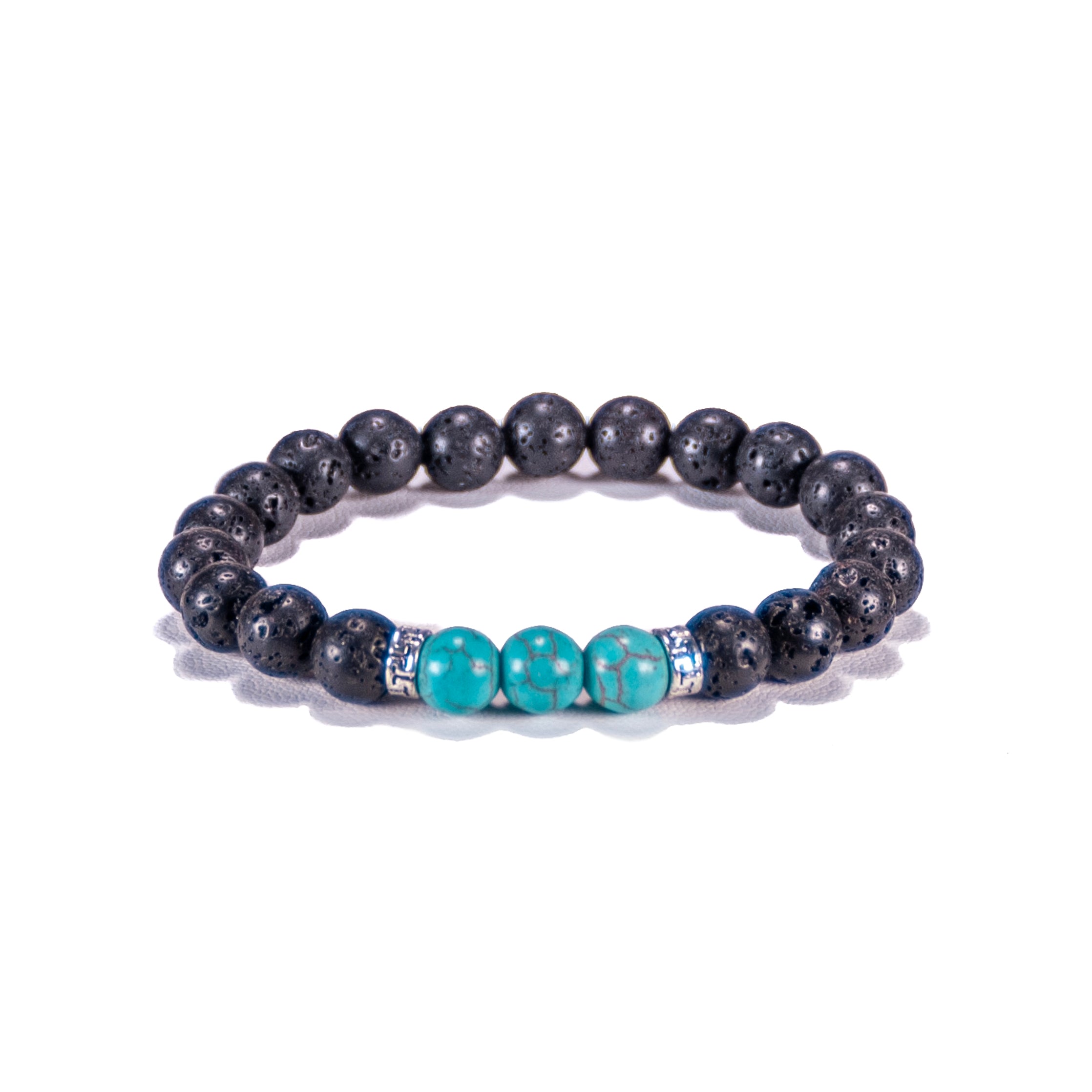 Turquoise Howlite Gemstone Beads on Lava Rock Beads Bracelet