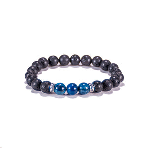 Lapis Lazuli Gemstone Beads on Lava Rock Beads Bracelet